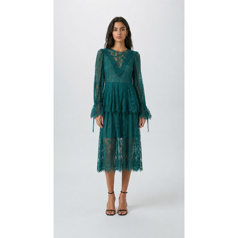 NWT ANIYE BY Green Lace Abito Mindy Midi Dress Size XS